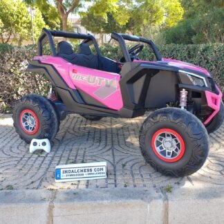 Coche a batería Buggy XMX UTV-MX 24V - 4 x Motores 60w, Ruedas de goma, Bluetooth, rosa-pink - LE7767